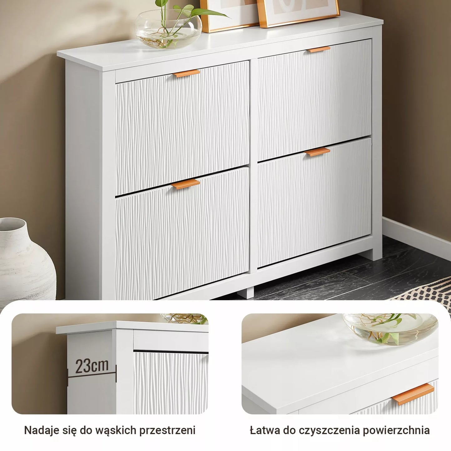 SoBuy Batų spintelė su sėdyne, stalčiais ir durelėmis FSR186-II-W
