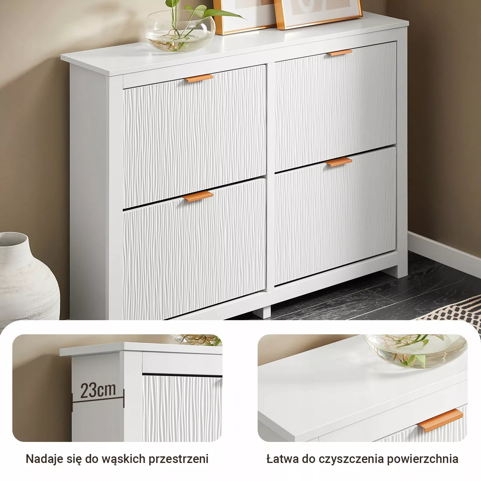 SoBuy Batų spintelė su sėdyne, stalčiais ir durelėmis FSR186-II-W