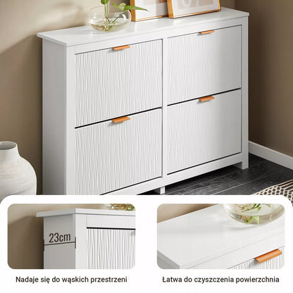 SoBuy Batų spintelė su sėdyne, stalčiais ir durelėmis FSR186-II-W