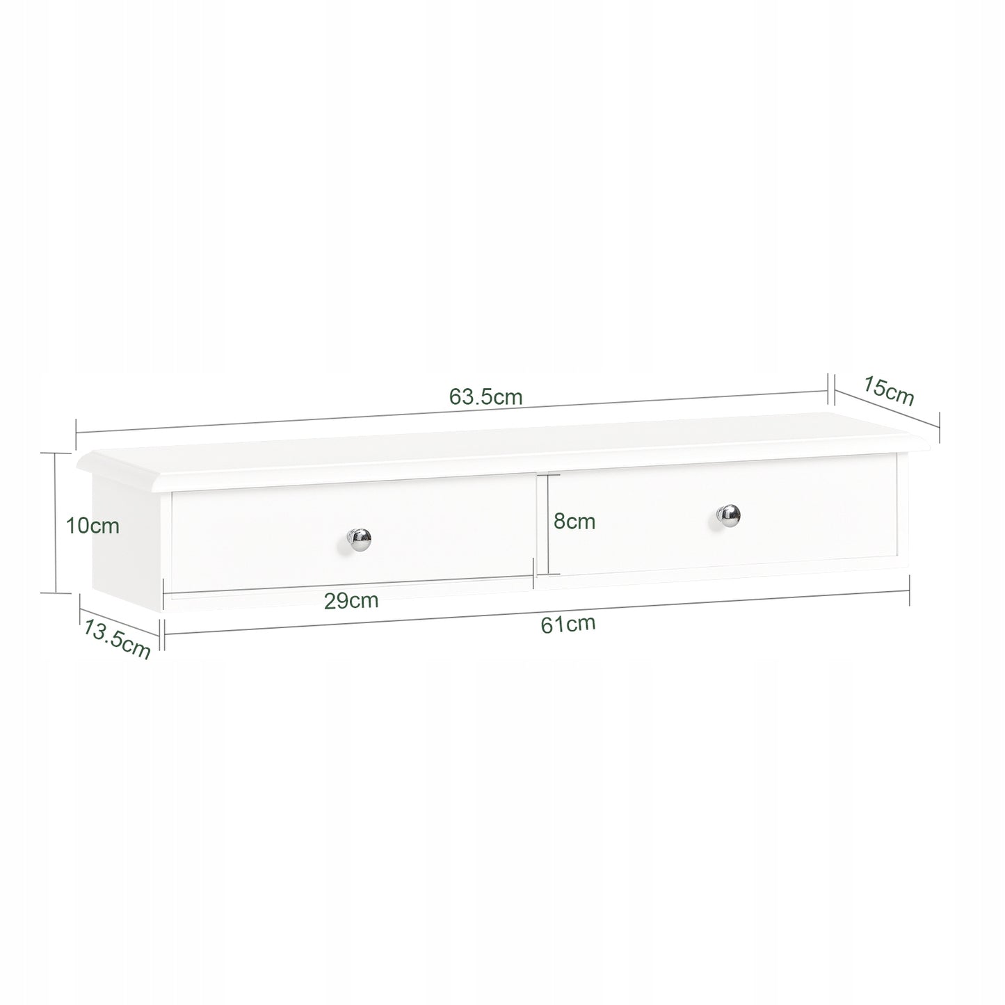 Sobuy Baltas sieninis pakabinamas su 2 stalčiais lentynų stovas svetainei FRG43-W