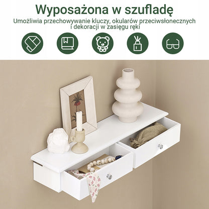 Sobuy Baltas sieninis pakabinamas su 2 stalčiais lentynų stovas svetainei FRG43-W