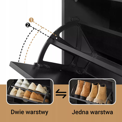 SoBuy Batų spintelė su sėdyne, 2 durys, prieškambario suolas FSR64-SCH