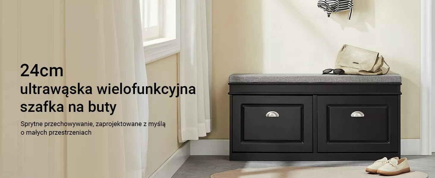 SoBuy Batų spintelė su sėdyne, 2 durys, prieškambario suolas FSR64-SCH