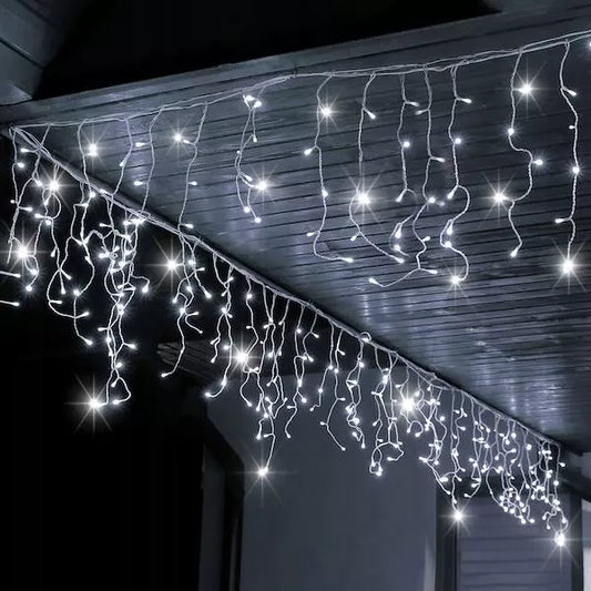 Varvekliai 500 LED lauko, šaltai balta + mirksėjimas 22,5 m kalėdiniai šviestuvai su pulteliu