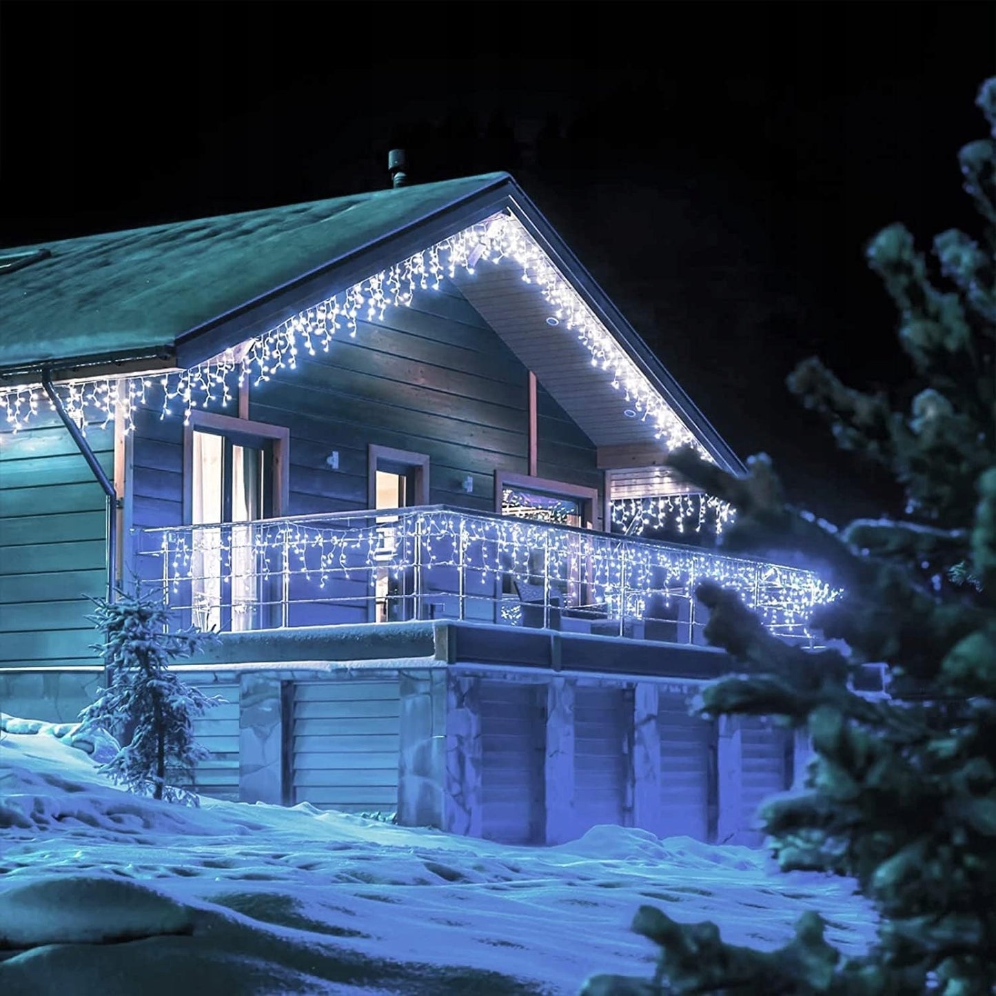 Varvekliai 500 LED lauko, šaltai balta + mirksėjimas 22,5 m kalėdiniai šviestuvai su pulteliu