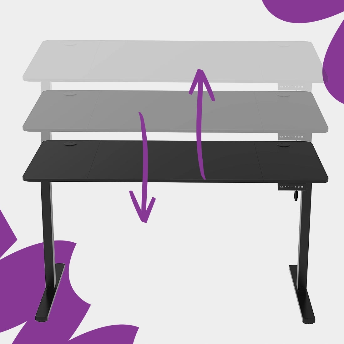 Spacetronik ELEKTRINIS reguliuojamas stalas 160x80 LED panelis 80KG signalizacija baltas