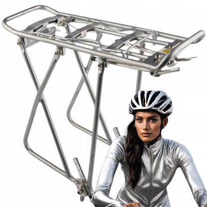 Srebrny aluminiowy bagażnik rowerowy 26-28 cali, regulowany, lekki i wytrzymały