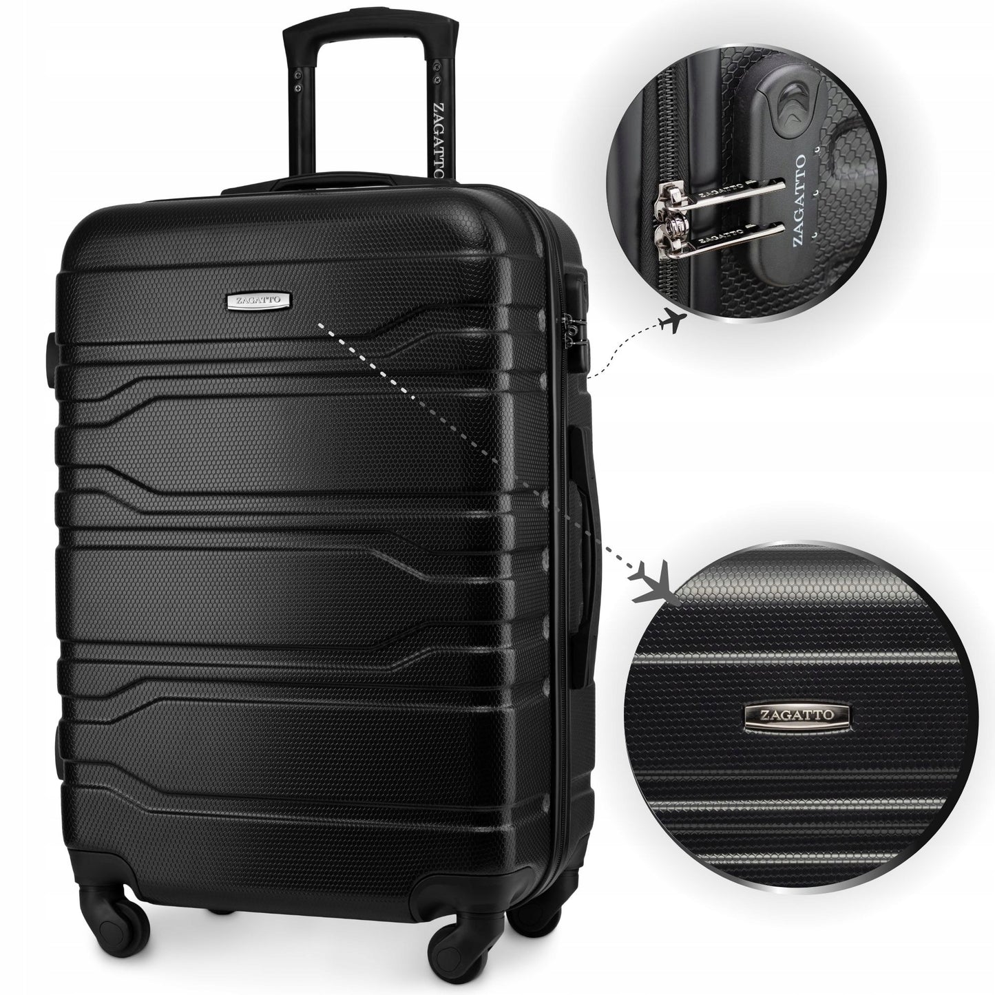 Vidutinio dydžio kelioninis lagaminas su ratukais RYANAIR 60L kietas ZAGATTO