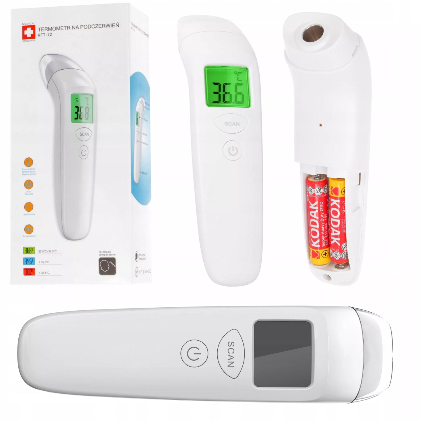 Medicininis nekontaktinis infraraudonųjų spindulių termometras KFT-22