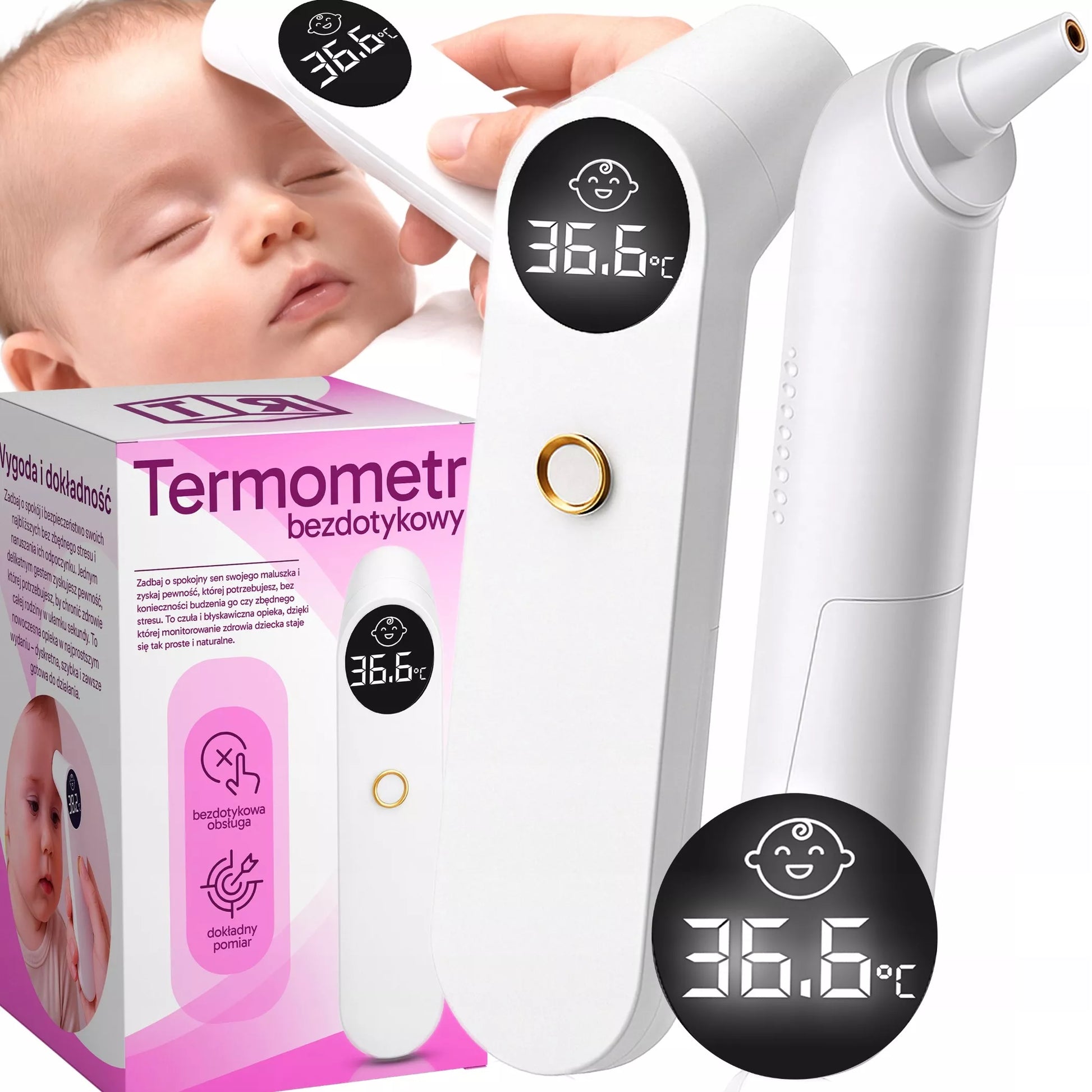 RETOO bekontaktis infraraudonųjų spindulių termometras su LCD ekranu ir temperatūros įspėjimo funkcija