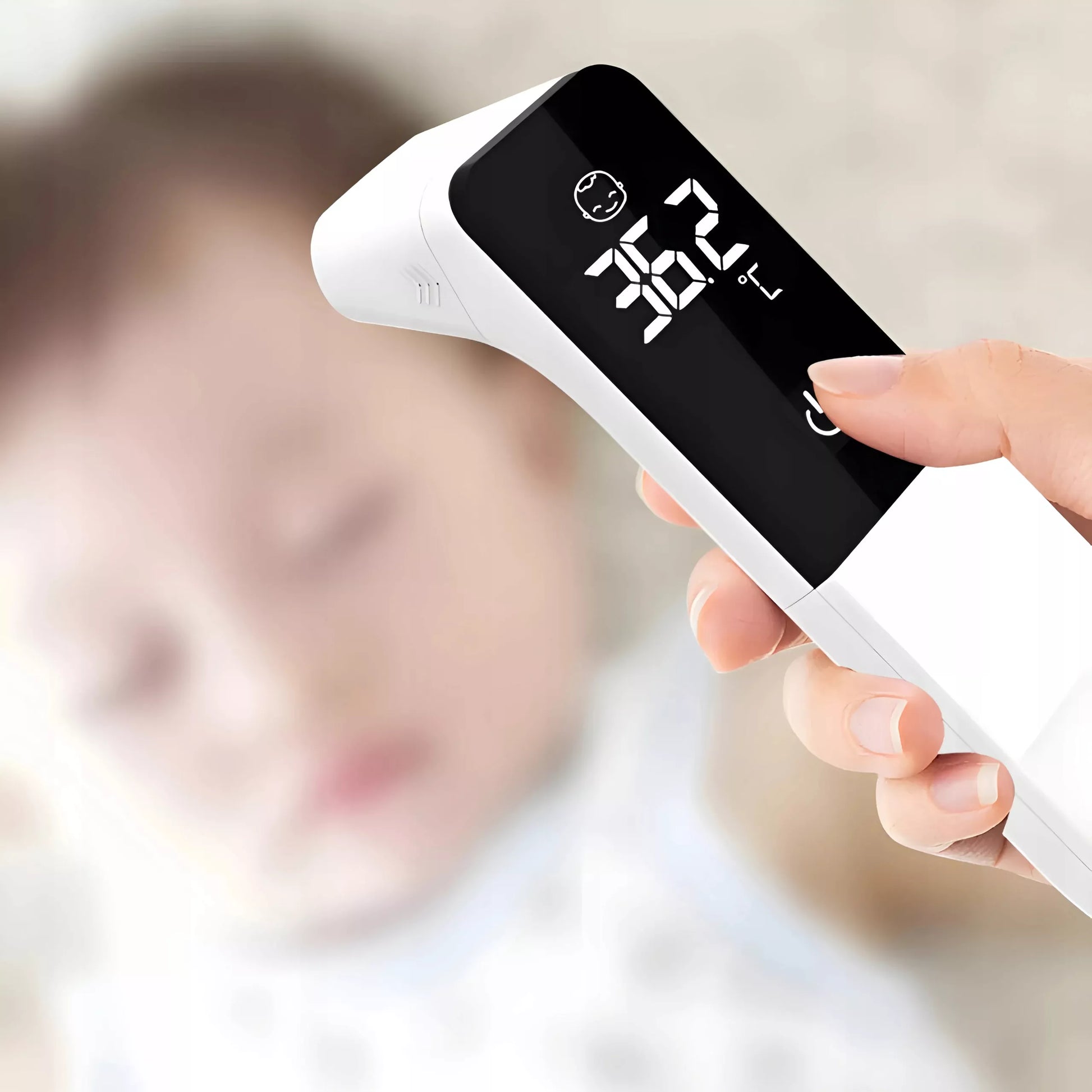 Bekontaktis medicininis infraraudonųjų spindulių termometras su LCD ekranu, karščiavimo įspėjimu, ausies ir kaktos matavimui