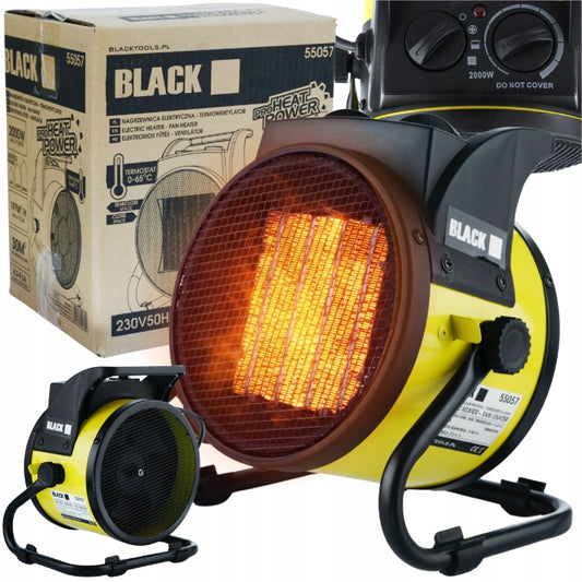 TERMOVENTILIATORIUS FARELKA ŠILDYTUVAS NEŠIOJAMAS 2000 W 2 KW BLACK