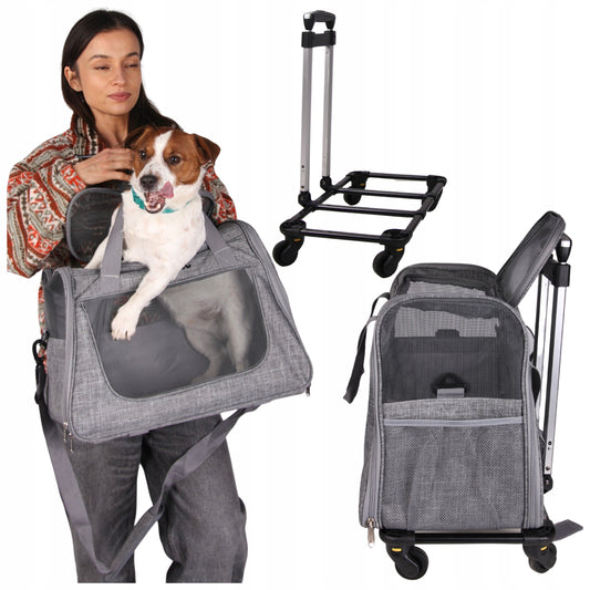 ŠUNŲ IR KELIŲ TRANSPORTERIO KREPŠYS, SULANKSTOMAS VEŽIMĖLIS SU RATUKAIS