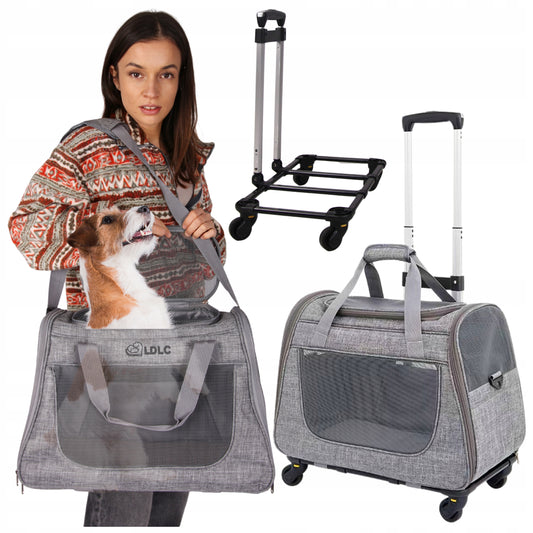 ŠUNŲ IR KELIŲ TRANSPORTERIO KREPŠYS, SULANKSTOMAS VEŽIMĖLIS SU RATUKAIS