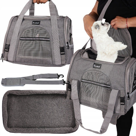 DVRĖLIS TRANS portavimo dėžė vežimėlis šunims katėms, su atidaromu šonu ir viršumi, su kilimėliu