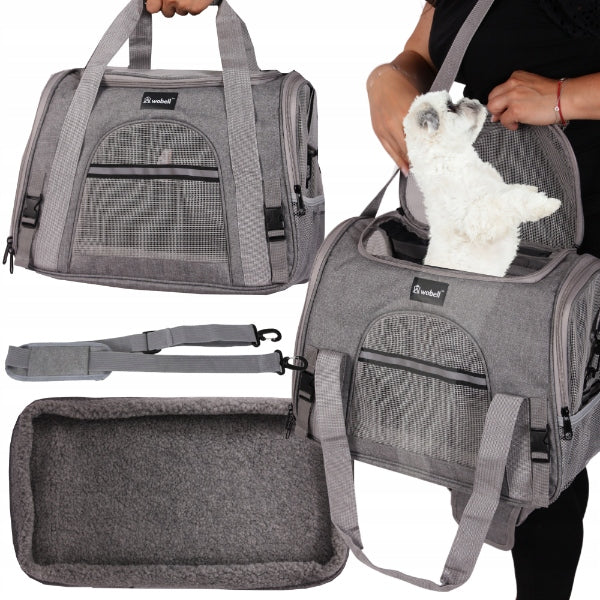 DVRĖLIS TRANS portavimo dėžė vežimėlis šunims katėms, su atidaromu šonu ir viršumi, su kilimėliu