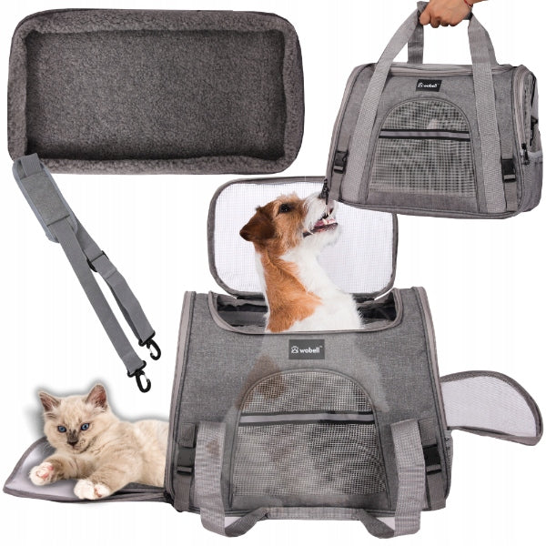 DVRĖLIS TRANS portavimo dėžė vežimėlis šunims katėms, su atidaromu šonu ir viršumi, su kilimėliu