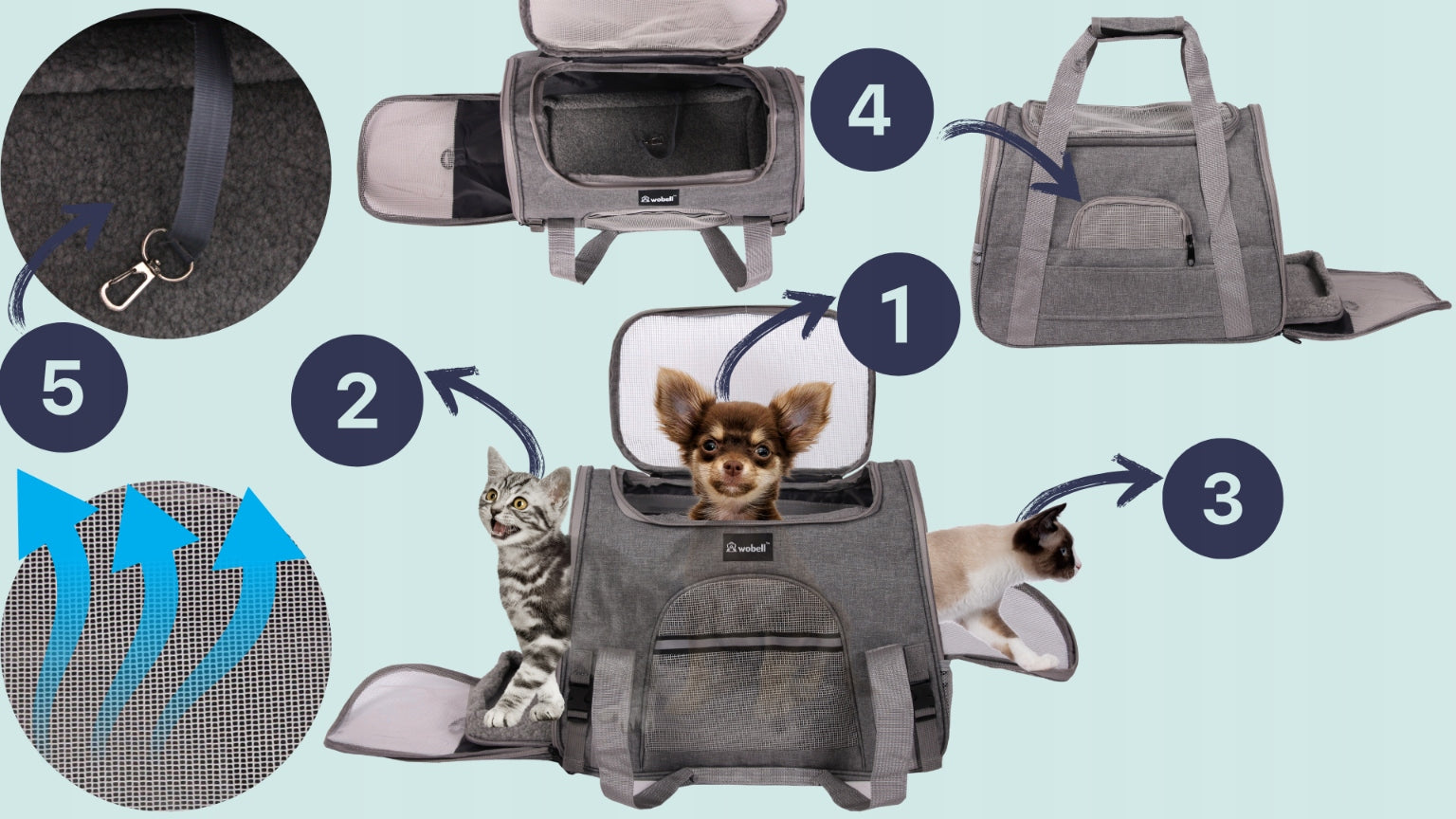 DVRĖLIS TRANS portavimo dėžė vežimėlis šunims katėms, su atidaromu šonu ir viršumi, su kilimėliu