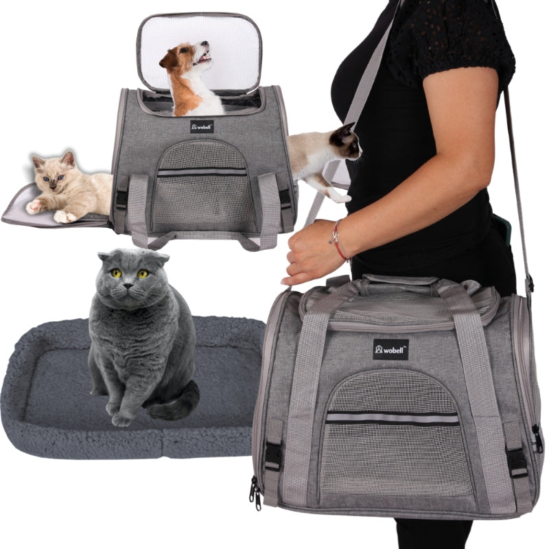 DVRĖLIS TRANS portavimo dėžė vežimėlis šunims katėms, su atidaromu šonu ir viršumi, su kilimėliu