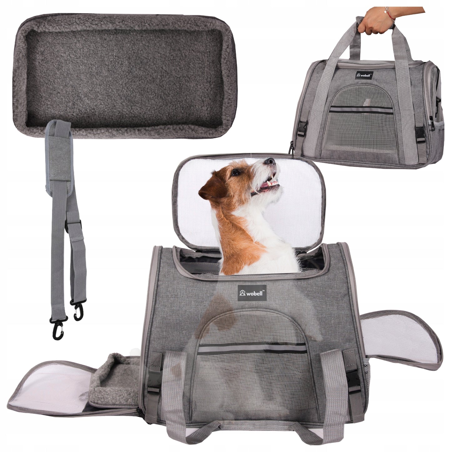 DVRĖLIS TRANS portavimo dėžė vežimėlis šunims katėms, su atidaromu šonu ir viršumi, su kilimėliu