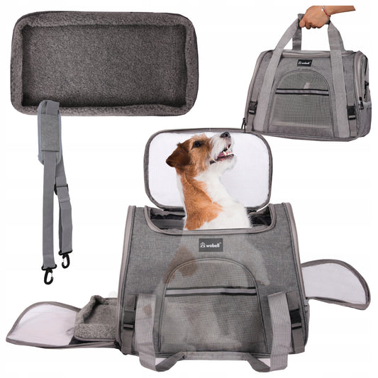 DVRĖLIS TRANS portavimo dėžė vežimėlis šunims katėms, su atidaromu šonu ir viršumi, su kilimėliu