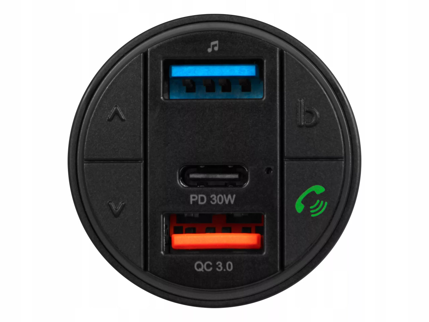 FM siųstuvas įkroviklis Bluetooth BT USB Type-C QC 3.0 + PD 30W BASS LED MP3