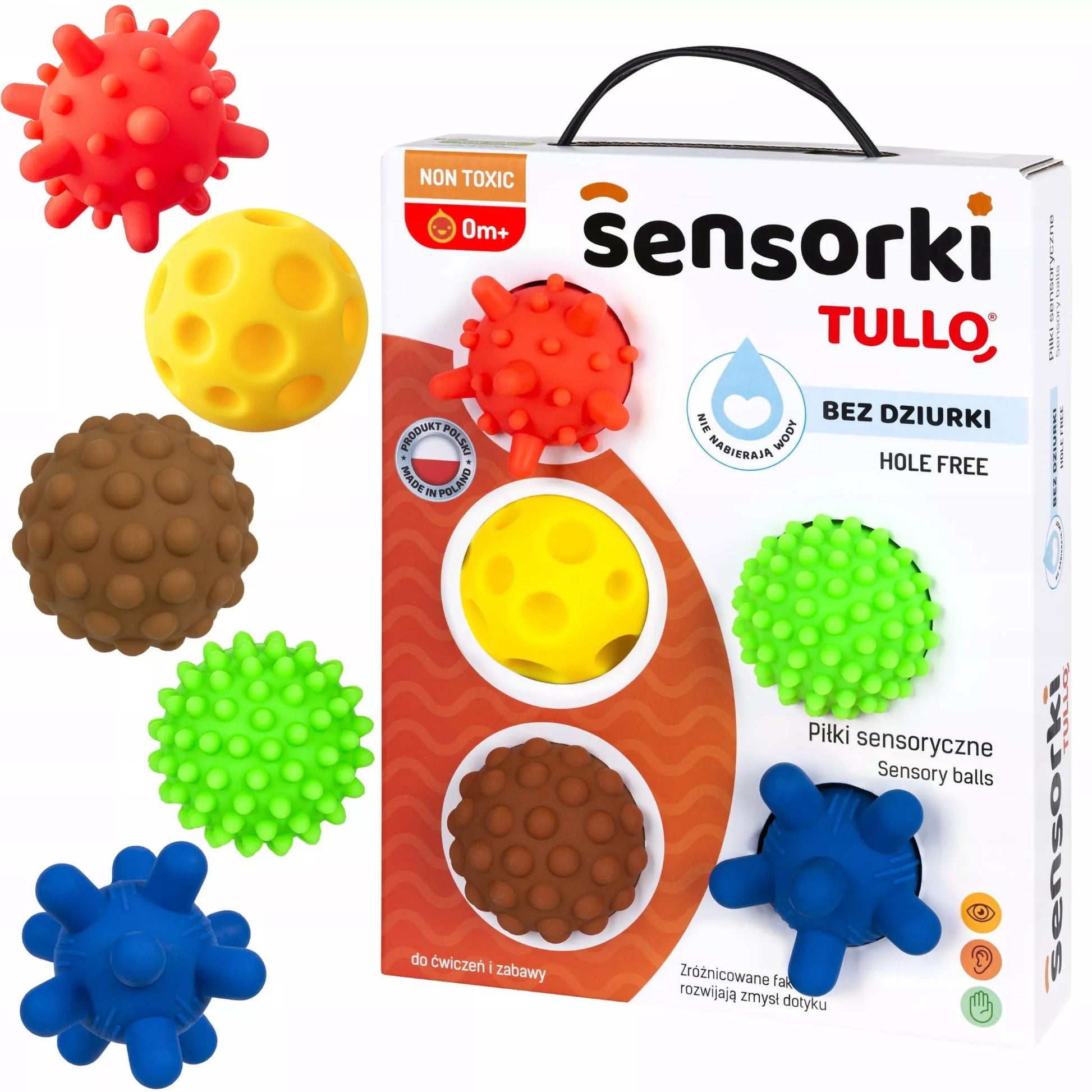TULLO Sensoryczni kamuoliukai be skylučių, 5 vnt.