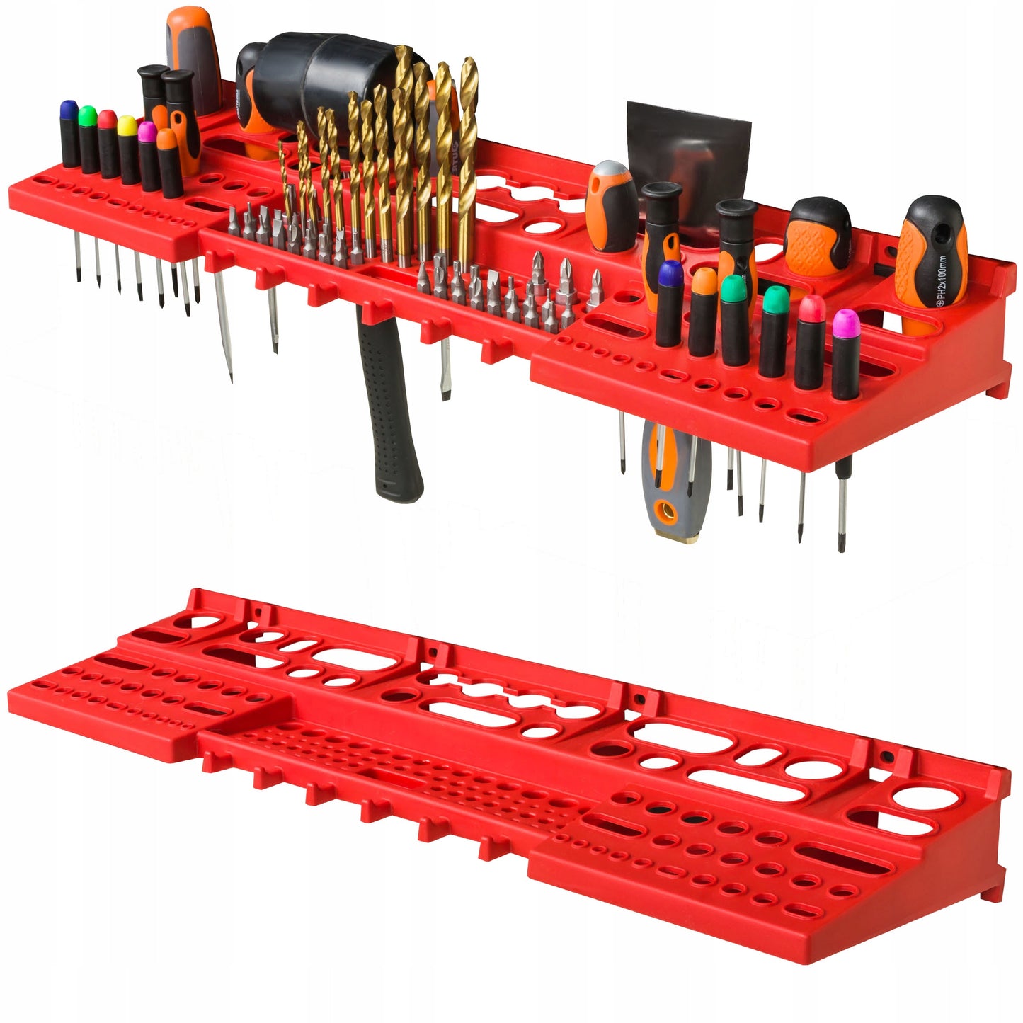 Įrankių lentelė 46 dėklai kabliukai laikikliai 230x78 cm sienelė dirbtuvėms