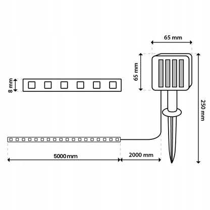 Solarna taśma LED ogrodowa 5 m, 150 diod LED, dekoracyjne, ciepłe światło, lampki IP44