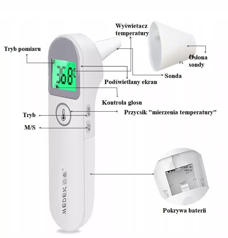 Nekontaktinis medicininis infraraudonųjų spindulių LCD termometras