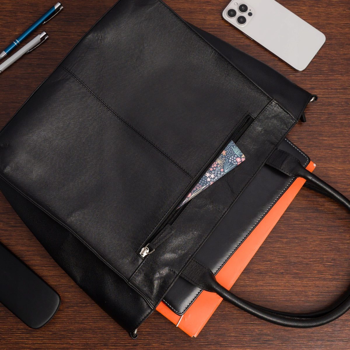 Didelė moteriška odinė rankinė, pirkinių krepšys A4, saffiano odos, Beltimore