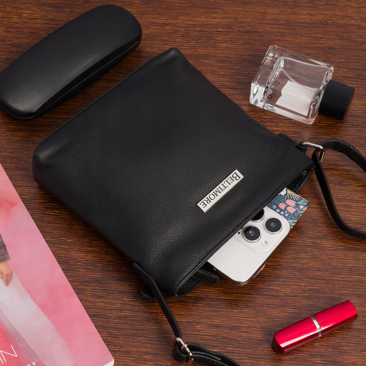 Maža odinė moteriška rankinė per petį, plona, klasikinė, premium, Beltimore