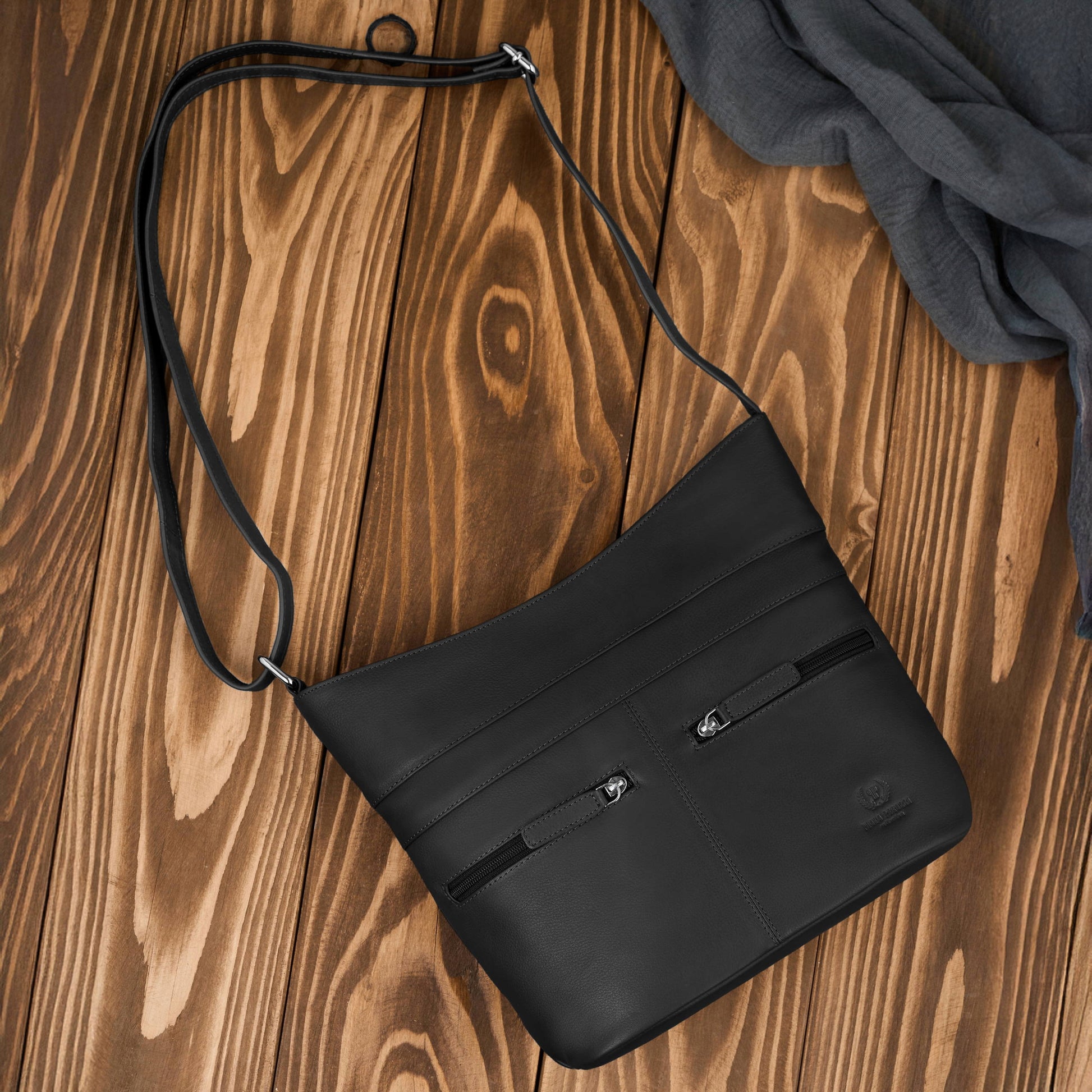 Miesto moteriška odinė rankinė ant peties juoda oda madinga Paolo Peruzzi