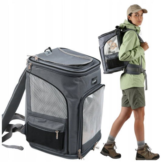 Transportavimo kuprinė, skirta šunims, katėms ir kitiems gyvūnams, išskleidžiama, vėdinama, didelė