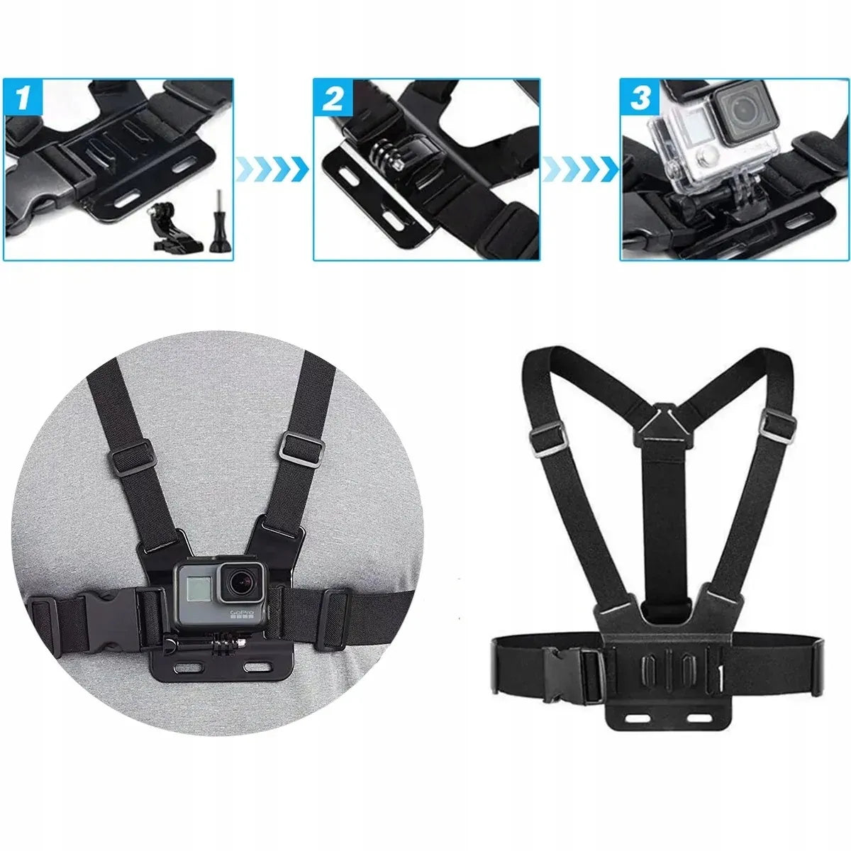 Krūtinės laikiklis diržai telefonui ir sportinei kamerai GoPro DJI