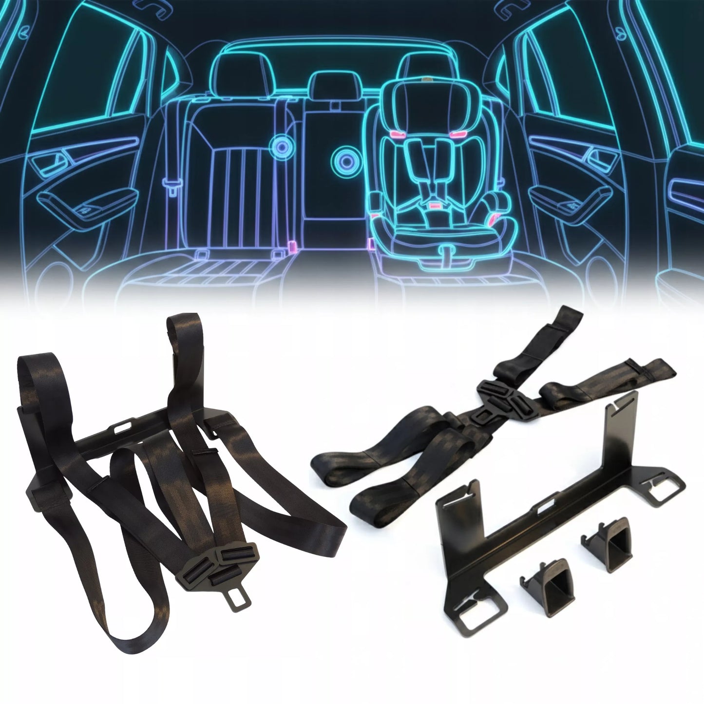 Universalus ISOFIX adapteris, automobilio kėdutės tvirtinimo bazė, saugus montavimas automobilyje.