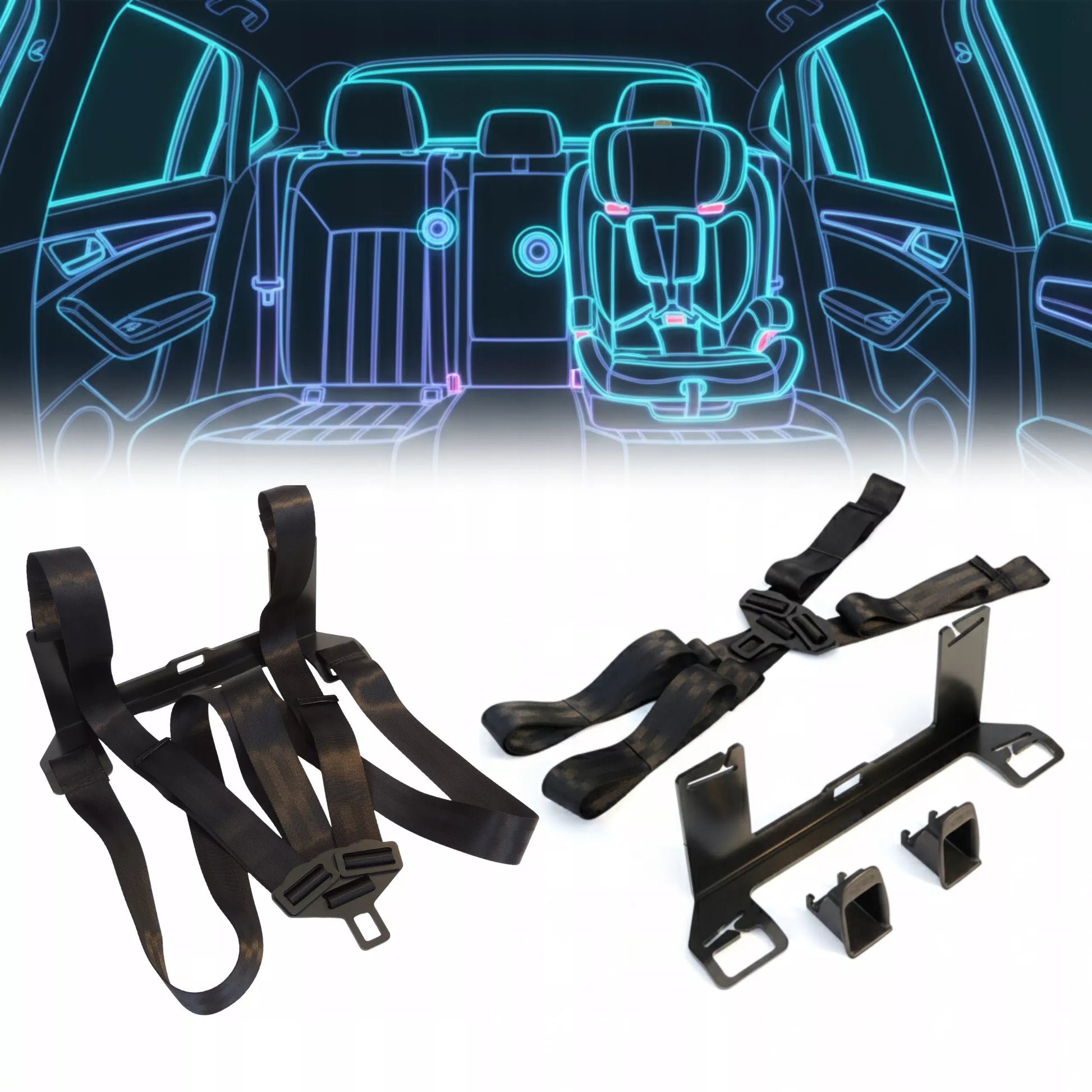 Universalus ISOFIX adapteris, automobilio kėdutės tvirtinimo bazė, saugus montavimas automobilyje.