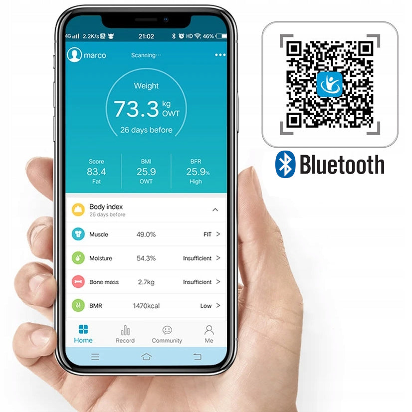 Vonios svarstyklės Bluetooth Smart 25in1 180kg Analitinės Išmaniosios Slim