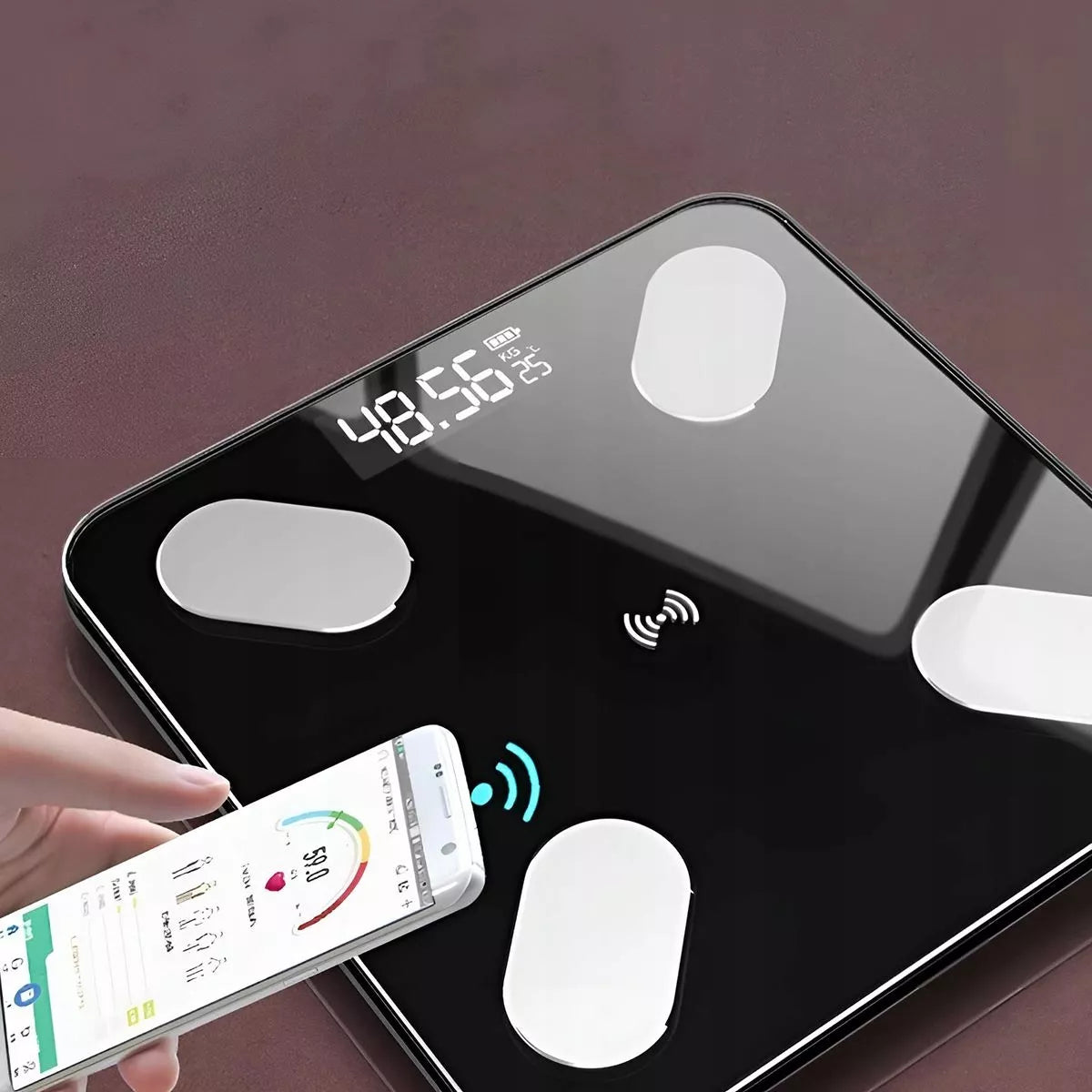 Vonios svarstyklės Bluetooth Smart 25in1 180kg Analitinės Išmaniosios Slim