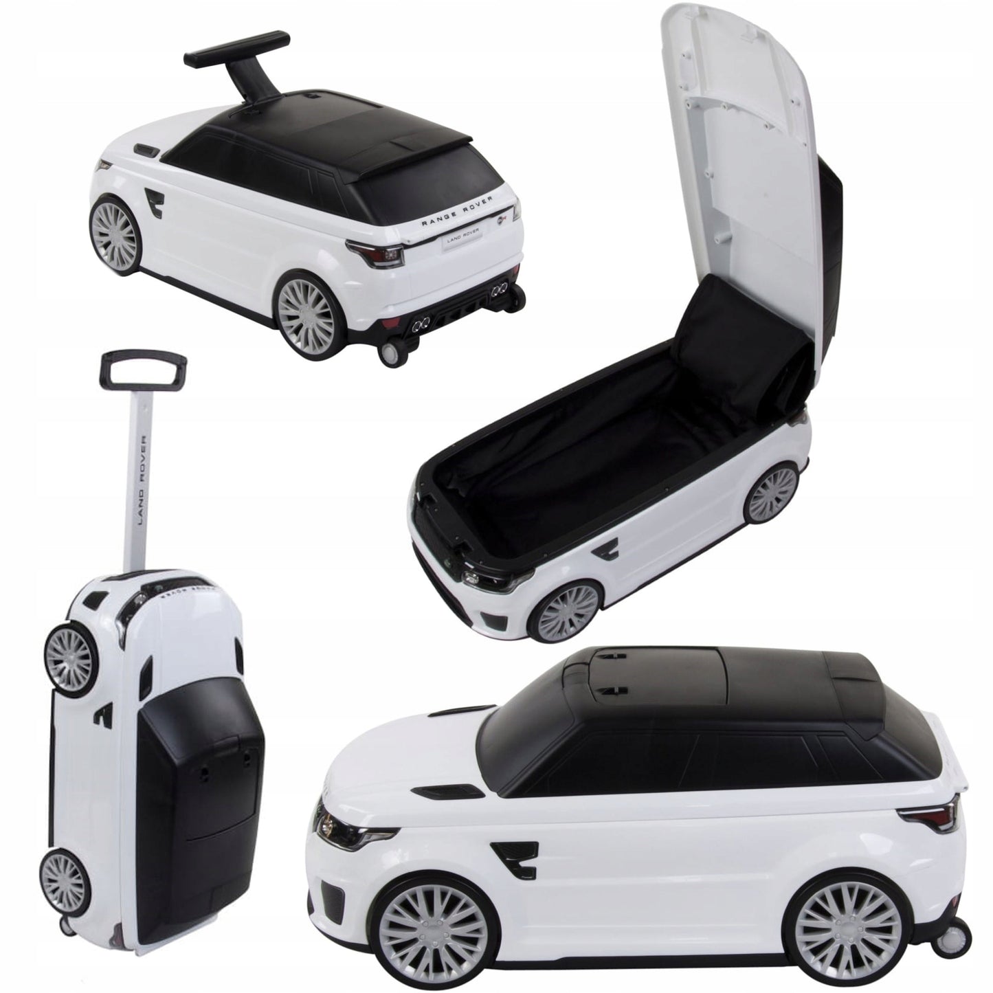 VAIKŲ VAŽINĖJAMASIS LAGAMINAS LAND RANGE ROVER BALTAS COIL