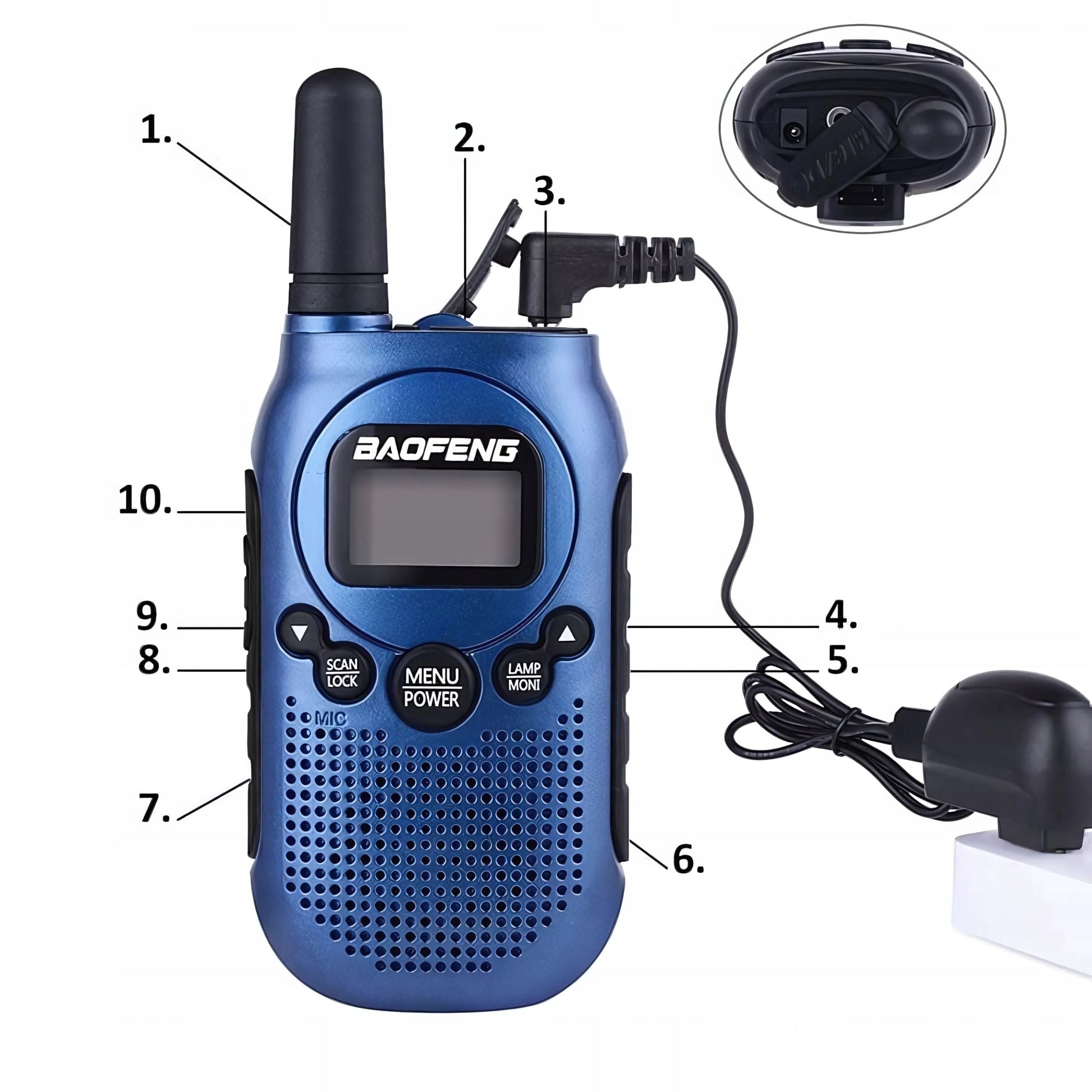 Walkie-talkie vaikams, PMR, žibintuvėlis, USB, VOX