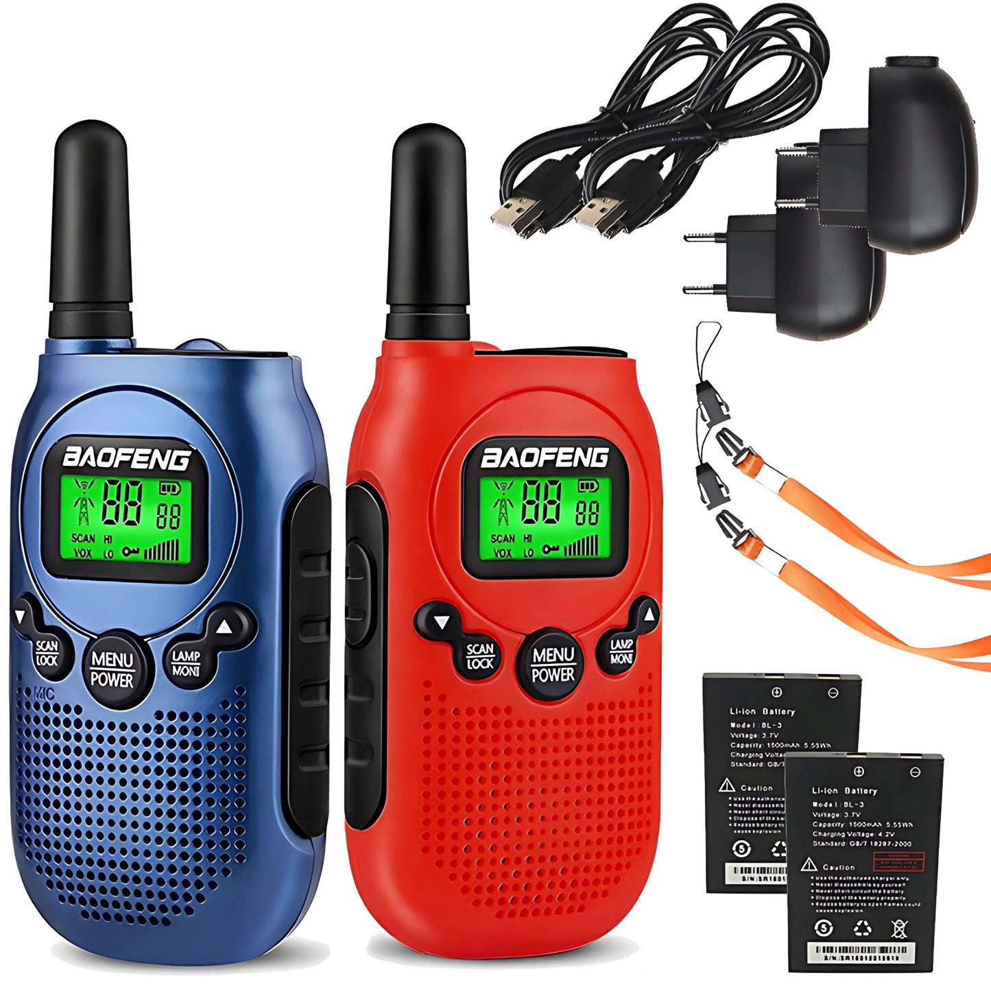 Walkie-talkie vaikams, PMR, žibintuvėlis, USB, VOX