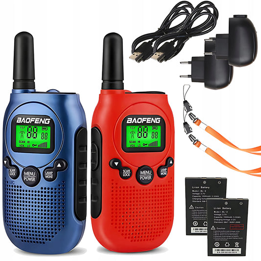 Walkie-talkie vaikams, PMR, žibintuvėlis, USB, VOX