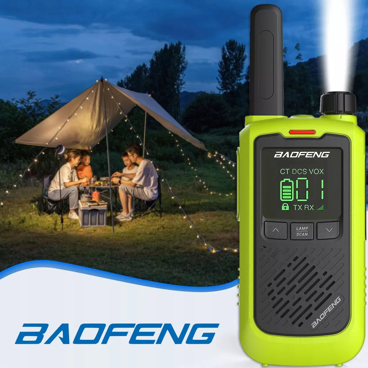 WALKIE TALKIE TRUMOS AKTUOTŲ ĮRENGINIŲ RINKINYS 2vnt BAOFENG