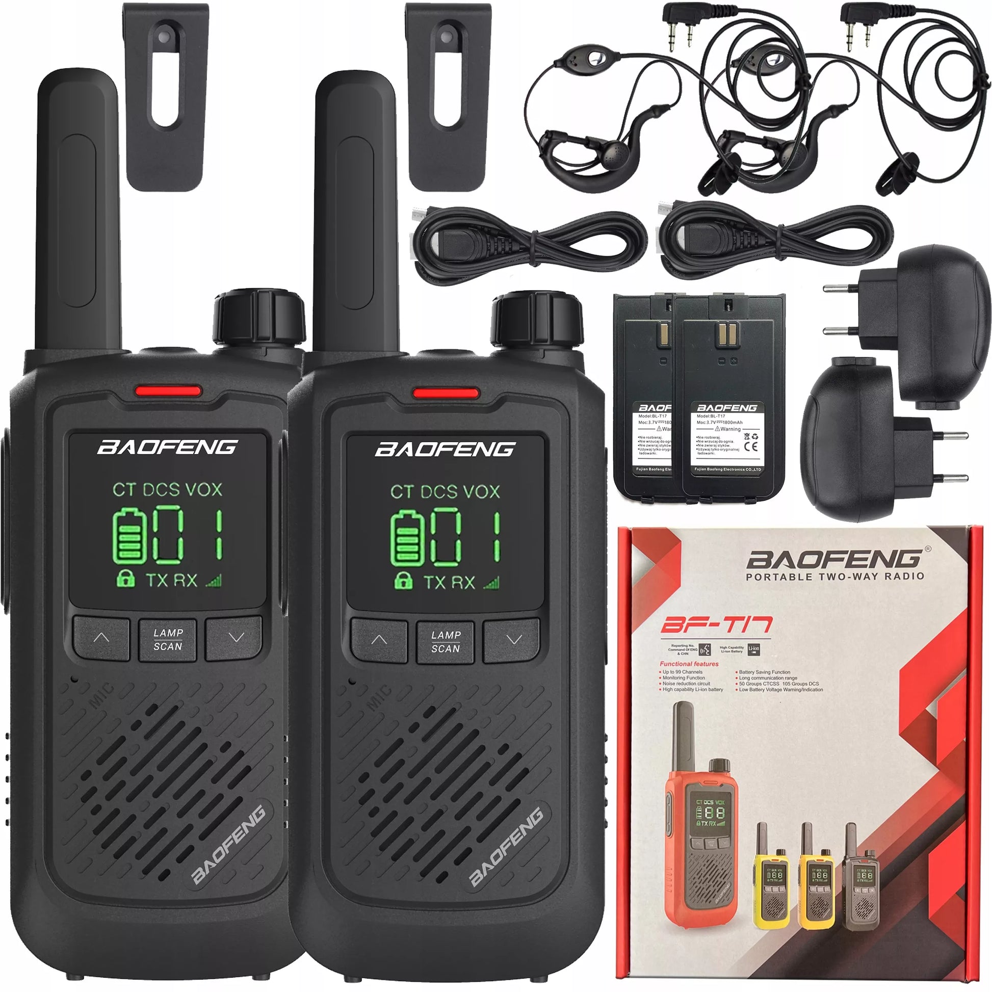 WALKIE TALKIE KRÓTKOFALÓWKA ŁOKI TOKI BAOFENG BF-T17 USB-C + ausinės