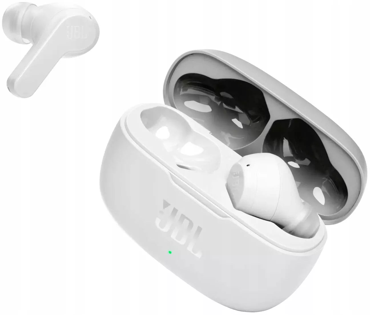 JBL Wave 200 TWS baltos belaidės ausinės su įkrovimo dėklu