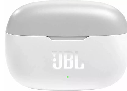 JBL Wave 200 TWS baltos belaidės ausinės su įkrovimo dėklu
