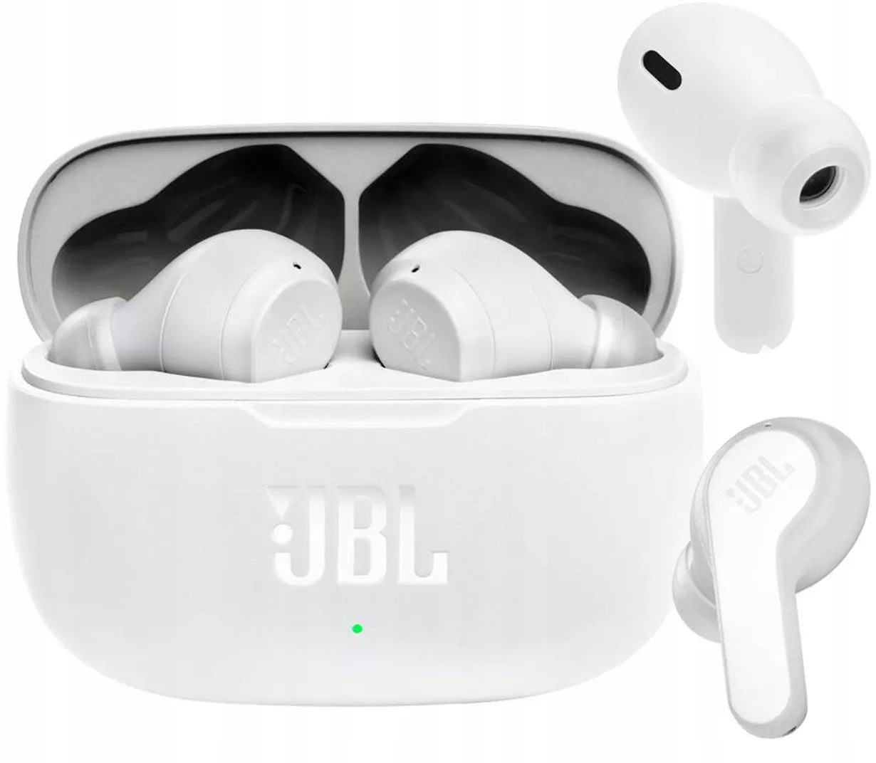 JBL Wave 200 TWS baltos belaidės ausinės su įkrovimo dėklu