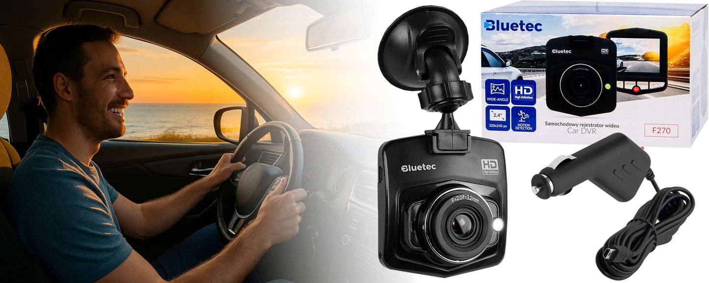 Vaizdo registratorius Automobilinė kamera HD Lenkiškas meniu Laikiklis