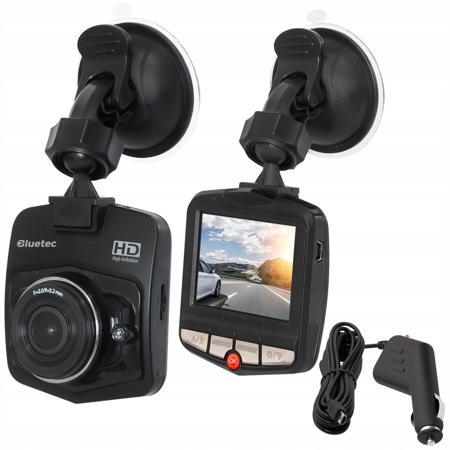 Vaizdo registratorius Automobilinė kamera HD Lenkiškas meniu Laikiklis